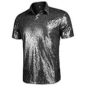 preiswerte Oberteile-Retro Vintage 1970er Rave T-Shirt Polo Kurze Ärmel Disco Pailletten Herren Halloween Karneval Musikfestival Pride Parade Pride-Monat Erwachsene T-shirt Frühling &amp; Sommer