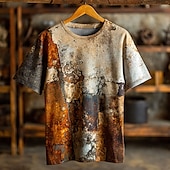 billige Vintage T-skjorter-Herre 3D Print T skjorte Kortermet T skjorte 3D-utskrift Crew-hals Skjorte Retro / vintage Vintage retro Fest Gate Avslappet Mørkebrun Gul Brun Sommer Vår Klær S M L XL XXL XXXL 4XL