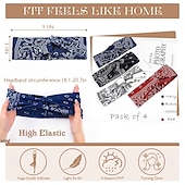 tanie Akcesoria do stylizacji włosów-4 sztuki boho bandany opaski na głowę wiązane opaski do włosów paisley głowa turban sport joga dla kobiet
