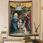 abordables Tapiz Medieval-Tapiz medieval, tapiz de la Edad Media, arte religioso, gran mural, decoración, fotografía, fondo, hogar, dormitorio, sala de estar, decoración