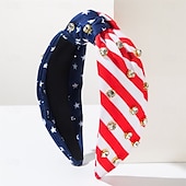 voordelige Accessoires voor haarstyling-4 juli hoofdband voor vrouwen en meisjes, 4 juli geknoopte hoofdband, rood, wit en blauw, met pailletten en kralen versierde patriottische haarband, Amerikaanse vlag, Amerikaanse onafhankelijkheidsdag