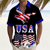 voordelige Vlag patroon-Independence Day Voor heren Amerikaanse Amerikaanse vlag Adelaar Vaderlandslievend Overhemd Zomer overhemd Overhemd met knopen Korte mouw Mode-casual Feestdagen Zomer Lente Strijkijzer 3D-afdrukken