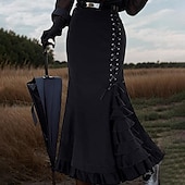 cheap Bottoms-Retro Vintage Medieval Renaissance Skirt Goth Girl Flounced Women&#039;s Fantasy Steampunk Masquerade Party / Evening Adults&#039; Skirt