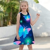 economico Comò in cartone animato 3D-ragazze&#039; 3D Farfalla Abito Senza Maniche Estate Primavera Vacanza Quotidiano Ferie Principessa Bello Dolce Bambini 4-12 Anni Vestito Casual Abito a trapezio Lunghezza al ginocchio Vestibilità regolare