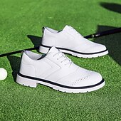 cheap Men&#039;s Golf Shoes-Men&#039;s Classic Black and White Golf Shoes with Faux Leather Upper - Versatile Design for Golf and Casual Wear