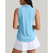 Χαμηλού Κόστους Γυναικείο πουκάμισο-Γυναικεία Μονόχρωμο Πουκάμισο τένις Αμάνικο UPF50+ Γρήγορο Στέγνωμα Τέννις Γκολφ Μπάντμιντον Γιακά με φερμουάρ Μπλουζάκι Μπολύζες Μαύρο Βαθυγάλαζο Πράσινο Ρούχα τένις