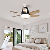 economico Lampadine-1 ventilatore da soffitto con attacco E26/27 e telecomando, con luci e prolunga per presa, lampadina a 3 velocità, ventilatore da soffitto con 6 pale per camera da letto, cucina, garage, effetto legno.