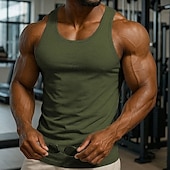 abordables Camisetas sin mangas de gimnasio-Hombre Camiseta sin mangas Top Camisetas Interiores Camisa sin mangas Sin Mangas Cuello redondo Primavera verano Plano Patrón Moda Design Vacaciones Calle Noche Negro Blanco Azul Real Camiseta