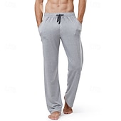 preiswerte Schlaf unten-Herren Freizeitkleidung Lounge Hose Einfarbig Mode Klassisch Lässig Heim Täglich Bett Polyester Komfort Atmungsaktiv Weich Hose Kordelzug Elastischer Bund Frühling Herbst Schwarz Weiß