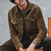 abordables Manteaux &amp; vestes-Homme Chemise Veste Veste de transition Quotidien Léger Avec Poches Printemps Automne Uni Classique Revers Kaki Veste