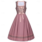 abordables Dirndl-Oktoberfest Broderie Robe Femme de ménage Bavarois Prairies Femmes Carnaval Soirée Fête de la Bière Tissu de style traditionnel Robe Tablier Sans chemisier