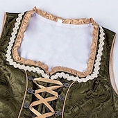 olcso Dirndl-Női Zöld Csipkés Dirndl Ruha Köténnyel és Blúzzal Oktoberfest Wiesn Sörfesztiválra