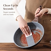 cheap Cooking Utensils-Nonstick Frying Pan Skillet, Granite Coating Omelette Pan, Healthy Stone Cookware Chef&#039;s Pan, PFOA Free