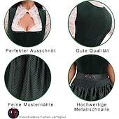 Χαμηλού Κόστους Dirndl-Φόρεμα Dirndl Γυναικείου Πράσινου Βαυαρίας με Ποδιά Σατέν και Μπλούζα Δαντέλας για το Oktoberfest