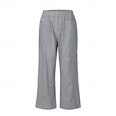 economico Pantaloni in cotone e lino con grafica-Per donna Pantaloni in cotone e lino Culotte Gamba Larga Pantaloni Eleganti Streetwear Casual Lunghezza intera Naturale A righe Tasca Elastico in vita Comodo Confortevole Streetwear Uscire Aalbicocca