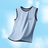 preiswerte T-Shirts &amp; Hemden für Jungen-Kinder Jungen Panzer Tee Farbblock Ärmellos Kinder oben Ausgehen Basic Sommer Weiß Ab 4 Jahren