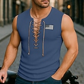 economico Canotte da palestra-Per uomo Canotta Maglietta senza maniche Canottiera Senza Maniche Girocollo Estate Semplice Moda Designer Moderno Allacciato All&#039;aperto Casuale Uscire Nero Bianco Blu marino Maglietta Top per Uomo
