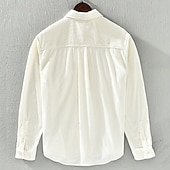 cheap Men&#039;s Shirt Jacket-Men&#039;s Casual Shirt Corduroy Shirt Shirt Jacket Plain Vacation Daily Wear White Dark Gray Apricot Long Sleeve Lapel Spring Autumn / Fall Clothing Apparel Pocket