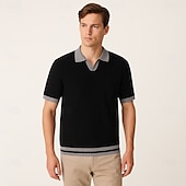 preiswerte Herren Elite Polo-Herren Polo Geschäft Lässig Umlegekragen Kurzarm Farbblock Jacquard V-Ausschnitt Weich Sommer Frühling Herbst Normale Passform Weinrot Schwarz Khaki Polo