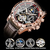olcso Mechanikus órák-1410 Férfi Automata Mechanikai Óra – Multifunkcionális Tourbillon Eredeti Bőr Pánttal Luminiscens Diala 30M Vízhatlan Zafír Üveg Klasszikus Üzleti