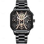 preiswerte Quarz-Uhren-Mode für Männer Armbanduhren Luxus Chronograph leuchtend wasserdicht Datum Mann Uhr quadratisches Zifferblatt Leder Quarz Herrenuhren