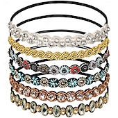 baratos Acessórios de penteados-1 peça faixa de cabeça com contas de strass, faixa elástica de cabelo para mulheres e meninas, acessórios de cabelo 20-26,8&#039;&#039; multicoloridos