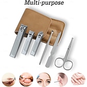 preiswerte Persönliche Pflege &amp; Gesundheit-Nagelknipser-Set, 6-teiliger Zehennagelknipser, Fingernagelknipser aus Edelstahl und Maniküre-Set aus PU-Leder, Geschenkideen