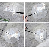 abordables Paraguas-Paraguas para perros pequeños, correa transparente para paraguas, impermeable, paraguas para pasear perros con cadena de metal, equipo de lluvia para exteriores para mascotas.