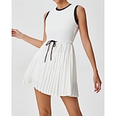 economico Abbigliamento Tennis da donna-Per donna Patchwork Abito da tennis Abito sportivo Senza Maniche Coulisse Pieghettato Traspirante Tennis Golf Pickleball Girocollo Tank Back Nero Rosso Verde Abbigliamento da tennis