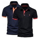 levne Pánské sportovní polo-Pánské polo tričko s krátkým rukávem, 2 ks, ležérní, s klopou, pohodlné, s ozdobným potiskem &amp;vyšívané základní letní polo tričko regular fit