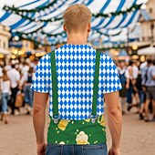 Недорогие футболки-Октоберфест Печать на Lederhosen Как у футболки баварский Мюнхен Немецкий Графический Назначение Муж. Взрослые Карнавал Октоберфест 3D печать Для вечеринок