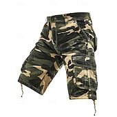baratos Clássico-Homens Bermuda Cargo Shorts camuflados Calção Shorts de verão Bolso multi Bolso com aba Côr Camuflagem Conforto Vestível Comprimento do joelho Ao ar livre Esporte Diário Moda Casual Azul Marinho Cáqui