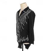 cheap Boys&amp;Men Figure Skating Costumes-Men's Boys Figure Skating Costumes High Elasticity Training Competition Skating Wear Classic Crystal / Rhinestone Long Sleeve Ice Skating Figure Skating