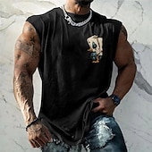 ieftine Tricouri de Sală-Bărbați Bluză Vest Top Sub Cămașă Cămașă fără mâneci Fără manșon Stil Nautic Vară Pocher Modă Designer De Bază Imprimeu Vacanță Stradă Ieșire Negru Alb Albastru piscină Top tricou pentru bărbați