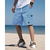 economico Vacanza-Per uomo Pantaloncini cargo Shorts Pantaloncini Estivi Coulisse Elastico in vita Multi-tasche Semplice Comodità Indossabile Lunghezza al ginocchio All&#039;aperto Sport Quotidiano Moda Casual Nero Blu