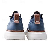 Χαμηλού Κόστους Ανδρικά Sneakers-Ανδρικά Αθλητικά Παπούτσια Τρέξιμο Περπάτημα Αθλητικό Καθημερινό ΕΞΩΤΕΡΙΚΟΥ ΧΩΡΟΥ PU Δέρμα Δίχτυ Αναπνέει Άνετο Αντιολισθητικό Δαντέλα μέχρι πάνω Μπλε Χακί Άνοιξη Φθινόπωρο Χειμώνας