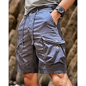 baratos Ar livre-Homens Bermuda Cargo Calção Shorts de verão Com Cordão Cintura elástica Bolso multi Tecido Conforto Vestível Comprimento do joelho Ao ar livre Esporte Diário Moda Casual Preto Amarelo