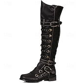 abordables Calzado-Medieval Renacimiento Zapatos Botas hasta la rodilla Botas planas de jazz Hombre Celta Pirata Víspera de Todos los Santos Mascarada Rendimiento LARP Feria Ren Adulto Zapatos