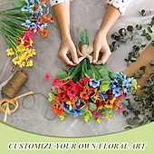 billige Kunstige planter og blomster-38 bunter kunstige blomster til utendørs bruk, imitert vårgressfiolett, silketrykte vannplanter, eukalyptusblader, UV-bestandig for hage, veranda, terrassedekor