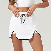 baratos Saias e Skorts Femininos-Aberto dos EUA Mulheres Saia de tênis Saias de tênis com shorts Com Cordão Assimétrico Encadernação de contraste Elasticidade Alta Tênis Golfe Corrida Branco Azul Marinho Escuro Verde Roupas de tênis