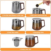 cheap Drinkware Accessories-Tea Infuser Extra Fine Mesh Tea Strainer 304 Stainless Steel Tea Infusers for Loose Tea Tea Steeper Basket Filter for Teapot Mug Cup