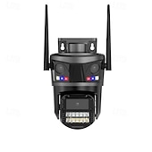 ieftine Camere Rețea IP Interior-Cameră de securitate Wi-Fi pentru exterior cu triplu obiectiv de 9MP – cameră de supraveghere PTZ cu urmărire automată, previzualizare pe 3 ecrane, vedere nocturnă, rezistență la apă IP66