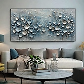 cheap Floral/Botanical Paintings-Handmade Original Blue Flowers Oil Painting On Canvas Abstract Tree Scenery Wall Art for Home Decor With Stretched Frame Without Inner Frame Painting