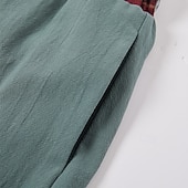 cheap Retro-Men&#039;s Linen Pants Trousers Summer Pants Beach Pants Patchwork Drawstring Straight Leg Plain Comfort Breathable Full Length Outdoor Casual Daily Retro Vintage Bohemian Green