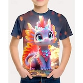 voordelige Jongens 3D Dieren-Jongens 3D Dinosaurus T-shirt Korte mouw Zomer Lente Modieus Basic Kinderen 4-12 jaar Strakke ronde hals Buiten Casual Dagelijks Normale pasvorm