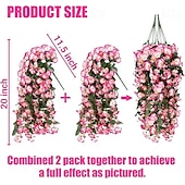 economico Piante e Fiori Artificiali-Confezione da 2 fiori artificiali finti pendenti, piante per esterni, decorazioni primaverili ed estive, finta seta resistente ai raggi UV, realistici fiori di ipomea rampicanti per casa, veranda, patio, balcone.