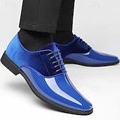 economico Scarpe Oxford-scarpe eleganti da uomo rosse lucide con finitura lucida - calzature formali eleganti e lucide per matrimoni, serate di gala e occasioni speciali
