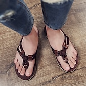 billiga Semester Sandaler-Herrbruna flip-flops i repstil med vadderad sula – bohemiskt inspirerade sommarsandaler för kustpromenader, stränder och vardagsbruk
