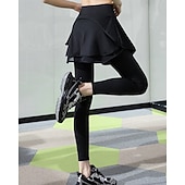 billige Kjoler og shorts-Dame Ensfarget Uformelt skjørt Tennisskjørt med leggings Drapering Sidelommer Hurtigtørkende Tennis Golf Pickleball Bunner Svart Hvit Blå Spandex Tennis klær