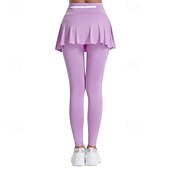 tanie Spódnice i szorty damskie-Damskie Solidne kolory Spódnica casualowa Spódnica tenisowa z legginsami Pofałdowany Boczne kieszenie Szybkie wysychanie Bransoletka tenisowa Golf Pikle Doły Czarny Biały Fioletowy Odzież tenisowa